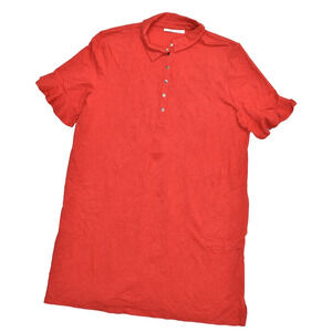 Chico's Women's Shirt Dress Knee Length Red Size 3 Cotton Blend Short Sleeve